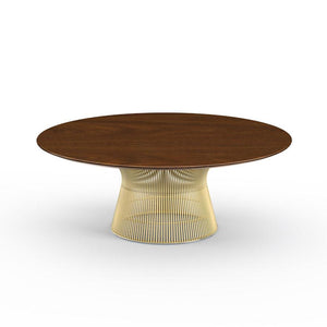 Platner Coffee Table - 42" in Gold Coffee Tables Knoll 18K Gold plated Light Walnut 