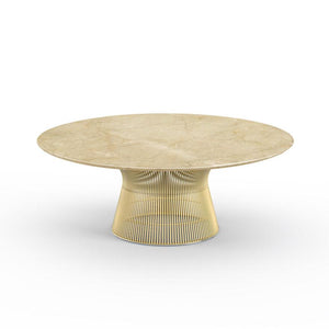 Platner Coffee Table - 42" in Gold Coffee Tables Knoll 18K Gold plated Empire Beige marble, Shiny finish 