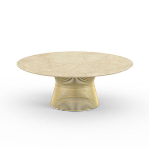 Platner Coffee Table - 42" in Gold Coffee Tables Knoll 18K Gold plated Empire Beige marble, Satin finish 