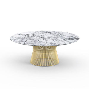 Platner Coffee Table - 42" in Gold Coffee Tables Knoll 18K Gold plated Arabescato marble, Shiny finish 