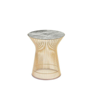 Platner Side Table - Gold side/end table Knoll 18K Gold plated Grey marble, Shiny finish 
