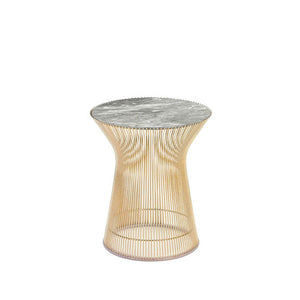 Platner Side Table - Gold side/end table Knoll 18K Gold plated Grey marble, Satin finish 