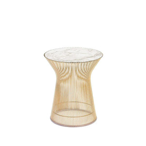 Platner Side Table - Gold side/end table Knoll 18K Gold plated Calacatta marble, Satin finish 