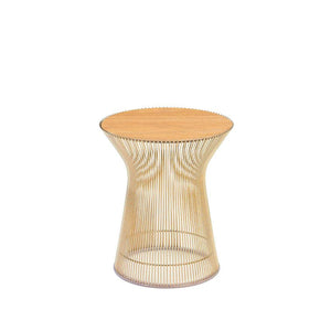 Platner Side Table - Gold side/end table Knoll 18K Gold plated Light Oak 