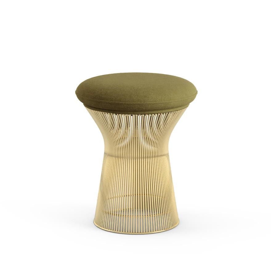 Platner Stool - Gold Stools Knoll Knoll Velvet - Moss 