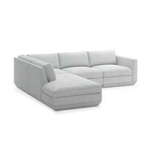Podium 4PC Lounge Sectional A Sofa Gus Modern Bayview Silver Left Facing 