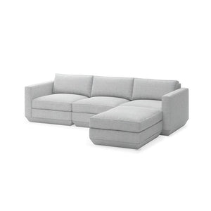 Podium 4PC Sectional Sofa Gus Modern Bayview Silver Right Facing 