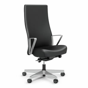 Remix High Back Chair task chair Knoll Aluminum Loop Polished Aluminum Volo Leather - Black