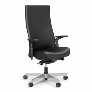 Remix High Back Chair task chair Knoll Height Adjustable Polished Aluminum Volo Leather - Black