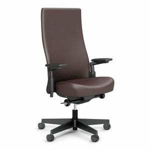 Remix High Back Chair task chair Knoll High Performance Plastic Volo Leather - Coffee Bean