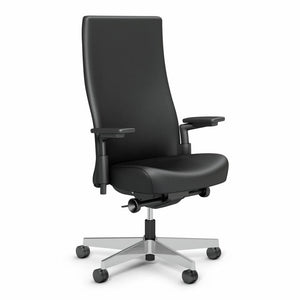 Remix High Back Chair task chair Knoll High Performance Polished Aluminum Volo Leather - Black