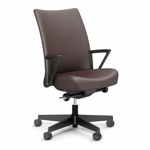 Remix Work Chair task chair Knoll Plastic Loop Plastic Volo Leather - Coffee Bean