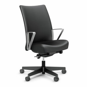 Remix Work Chair task chair Knoll Aluminum Loop Plastic Volo Leather - Black