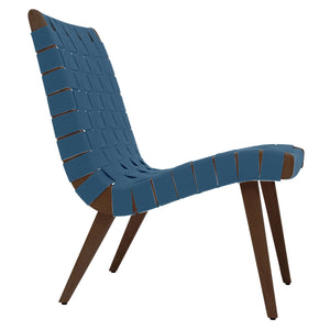 Risom Lounge Chair lounge chair Knoll Light Walnut +$51.00 Steel Blue Cotton Webbing 