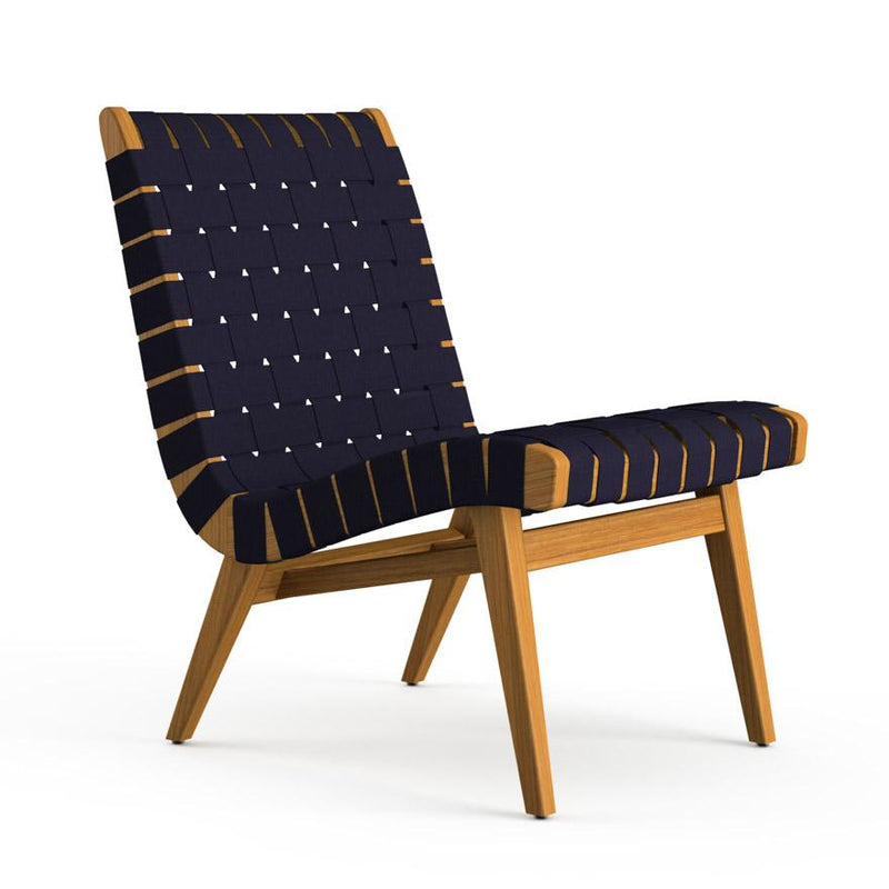 Risom Outdoor Lounge Chair Outdoors Knoll Navy Sunbrella Webbing 