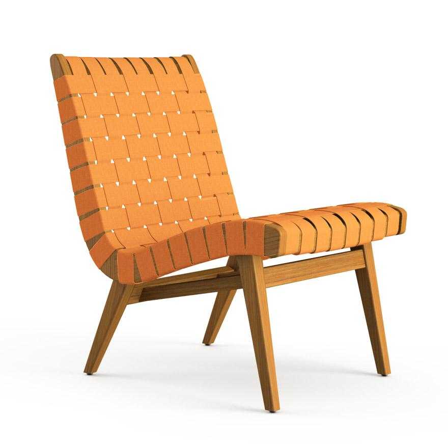 Risom Outdoor Lounge Chair Outdoors Knoll Ochre Sunbrella Webbing 