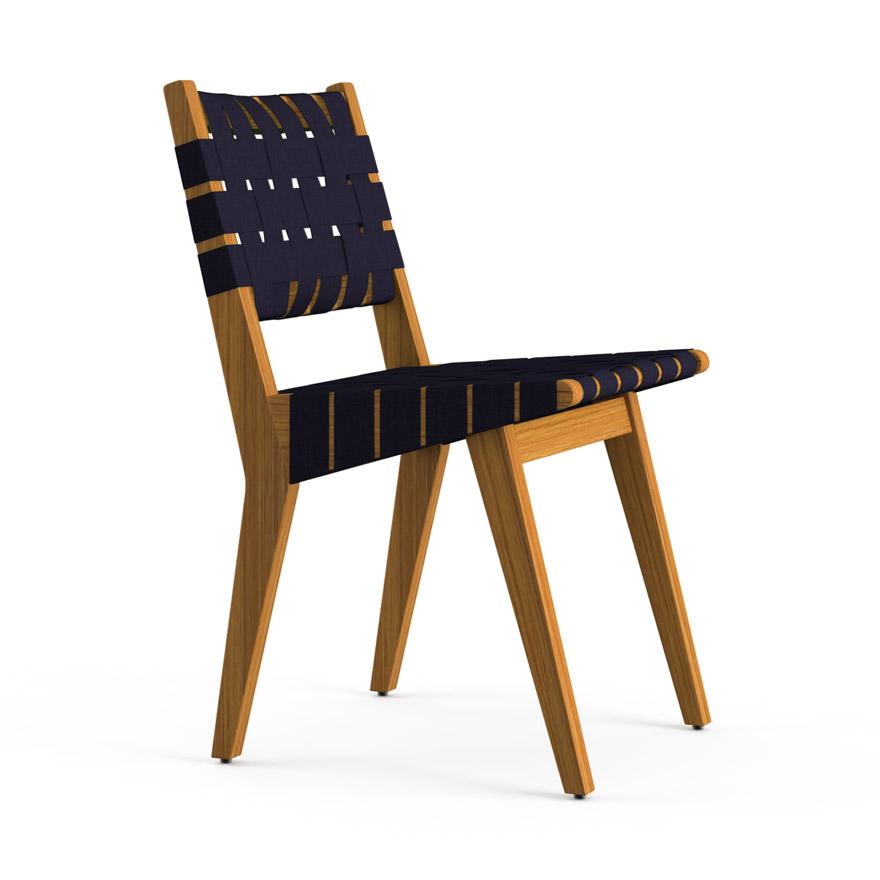 Risom Outdoor Side Chair Outdoors Knoll Navy Sunbrella Webbing 