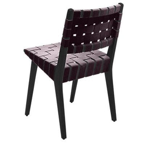 Risom Side Chair with Webbed Back Side/Dining Knoll Ebonized Maple Aubergine Cotton Webbing 