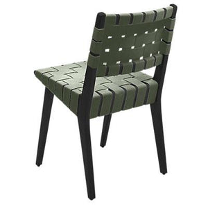 Risom Side Chair with Webbed Back Side/Dining Knoll Ebonized Maple Khaki Cotton Webbing 