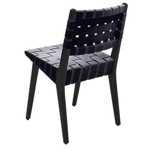 Risom Side Chair with Webbed Back Side/Dining Knoll Ebonized Maple Navy Cotton Webbing 