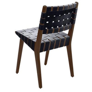 Risom Side Chair with Webbed Back Side/Dining Knoll Light Walnut Dark Grey Cotton Webbing 