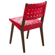 Risom Side Chair with Webbed Back Side/Dining Knoll Light Walnut Red Cotton Webbing 