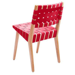 Risom Side Chair with Webbed Back Side/Dining Knoll Maple Red Cotton Webbing 