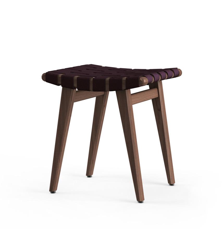 Risom Stool Stools Knoll Light Walnut +$22.00 Aubergine Cotton 