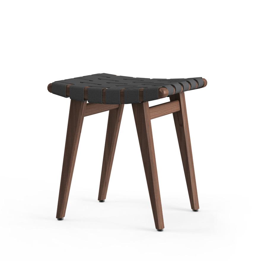 Risom Stool Stools Knoll Light Walnut +$22.00 Dark Grey Cotton 