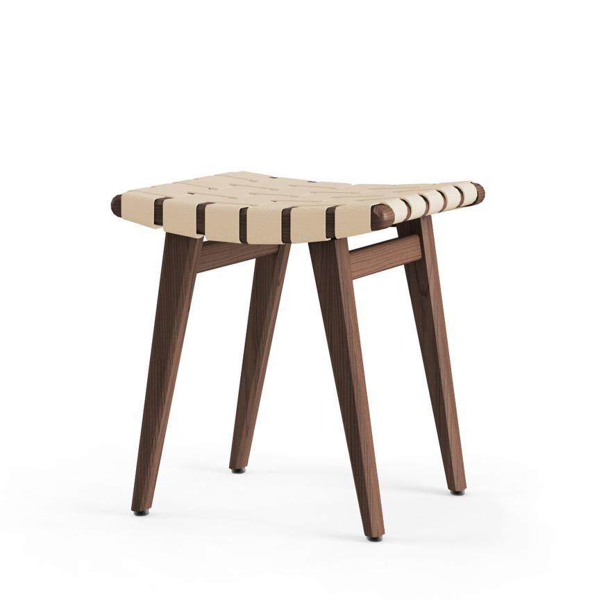 Risom Stool Stools Knoll Light Walnut +$22.00 Flax Cotton 