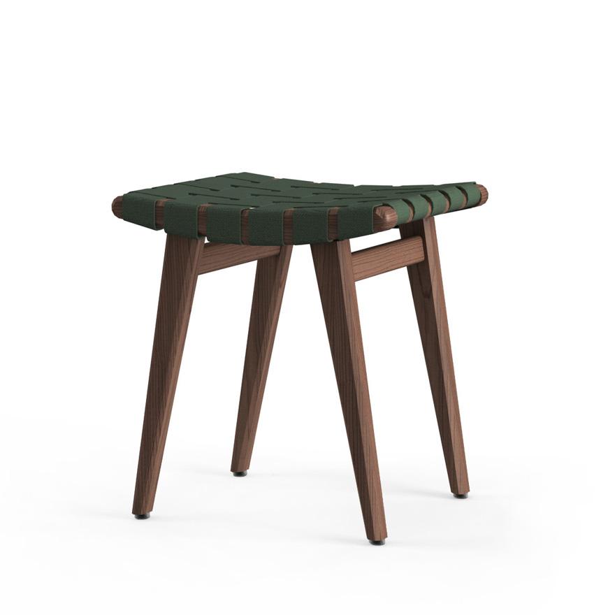 Risom Stool Stools Knoll Light Walnut +$22.00 Forest Green Cotton 