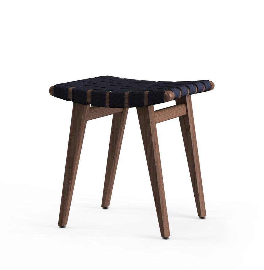 Risom Stool Stools Knoll Light Walnut +$22.00 Navy Cotton 