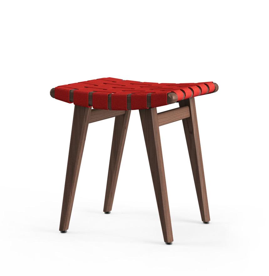 Risom Stool Stools Knoll Light Walnut +$22.00 Red Cotton 