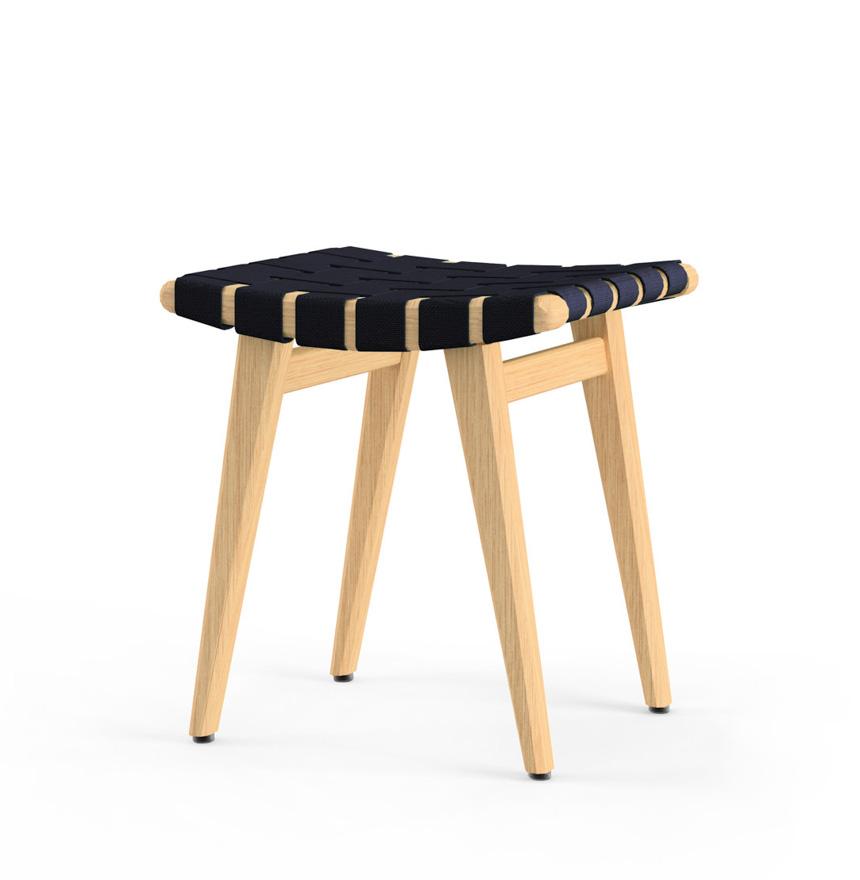Risom Stool Stools Knoll Clear Maple Navy Cotton 