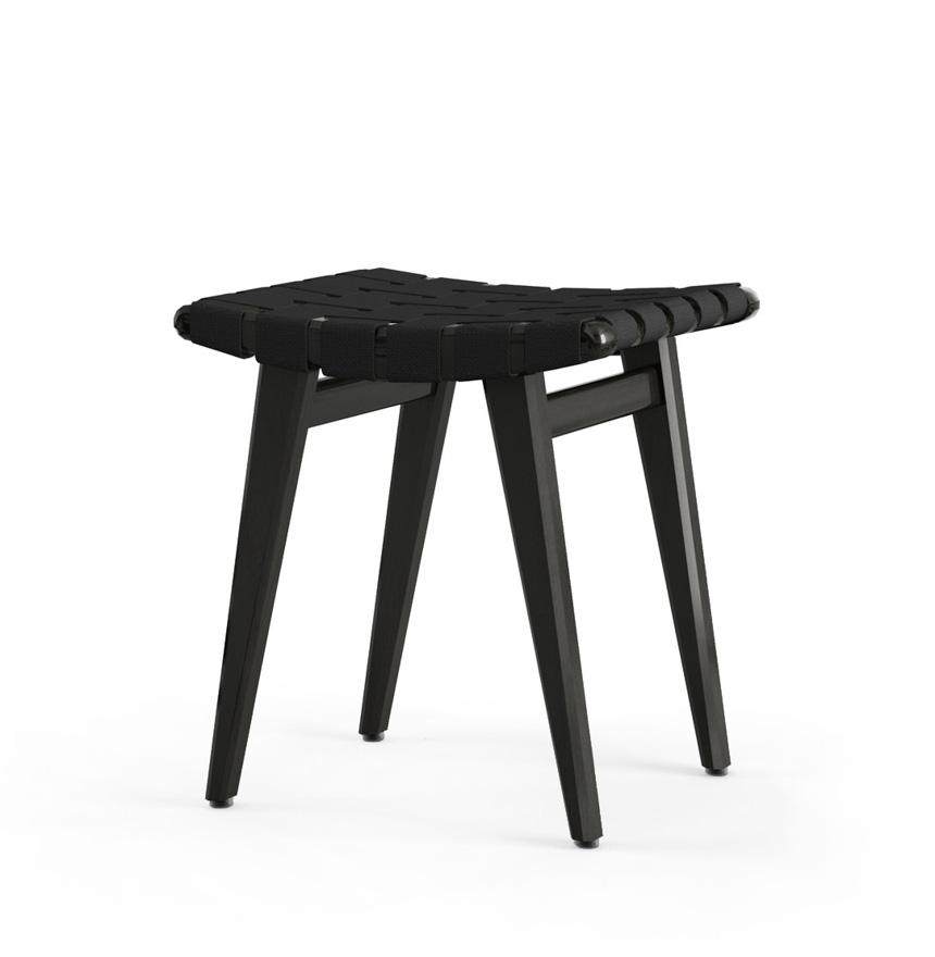 Risom Stool Stools Knoll Ebonized Maple Black Cotton 