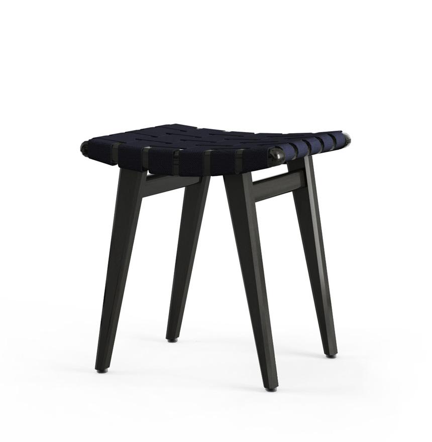 Risom Stool Stools Knoll Ebonized Maple Navy Cotton 