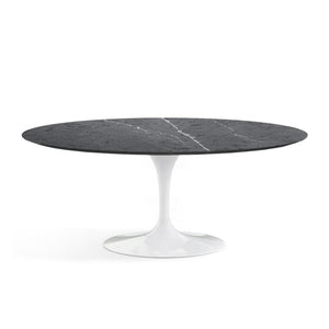 Saarinen 72" Oval Dining Table Dining Tables Knoll White Grigio Marquina marble, Satin finish 