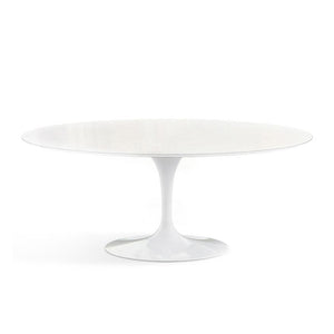 Saarinen 72" Oval Dining Table Dining Tables Knoll White Vetro Bianco 