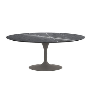 Saarinen 72" Oval Dining Table Dining Tables Knoll Grey Grigio Marquina marble, Shiny finish 