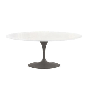 Saarinen 72" Oval Dining Table Dining Tables Knoll Grey Vetro Bianco 