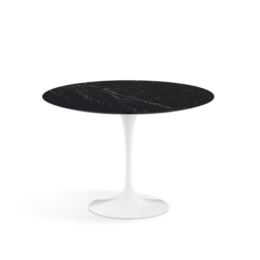 Saarinen 42&quot; Round Dining Table Dining Tables Knoll White Nero Marquina Satin Coated Marble 