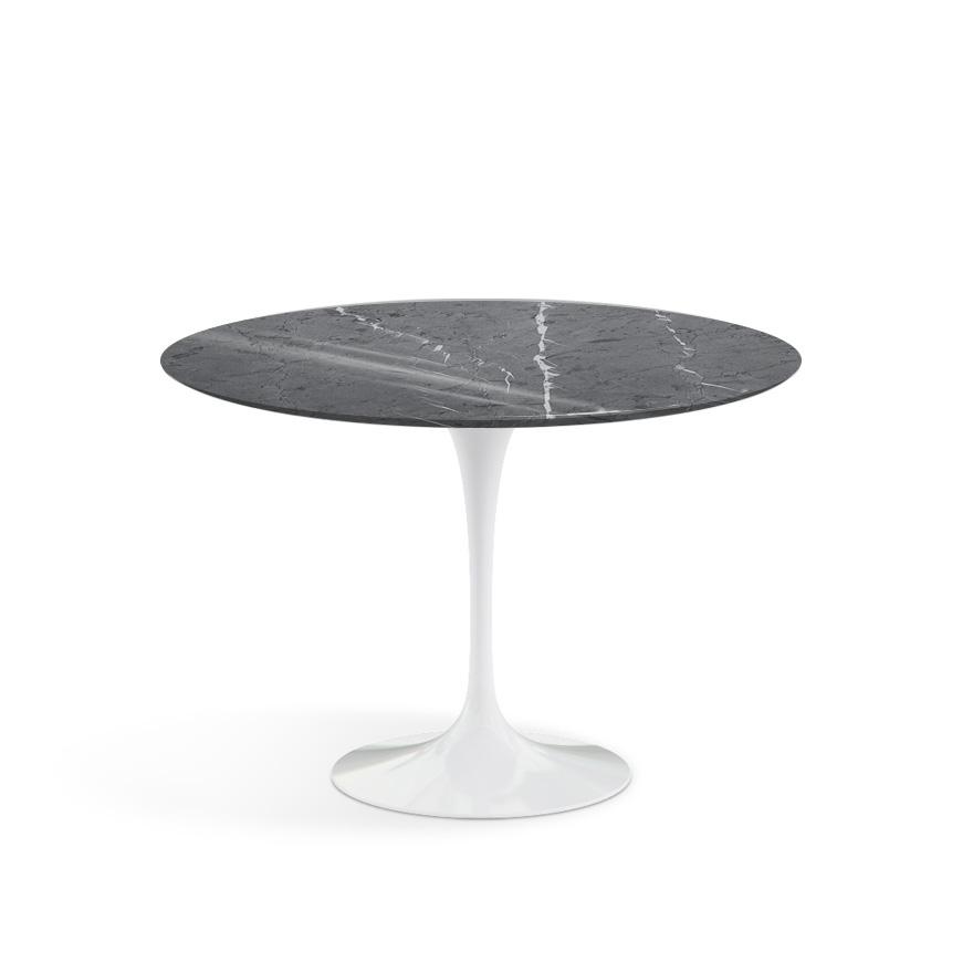 Saarinen 42&quot; Round Dining Table Dining Tables Knoll White Grigio Marquina marble, Shiny finish 