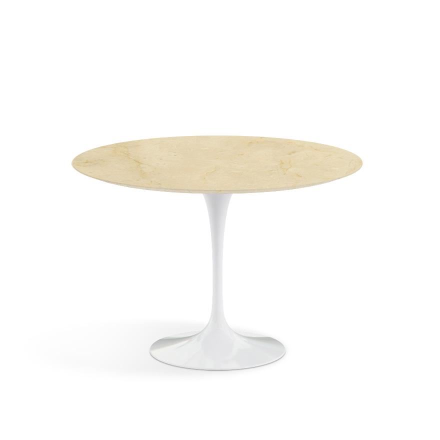 Saarinen 42&quot; Round Dining Table Dining Tables Knoll White Empire Beige Satin Coated Marble 
