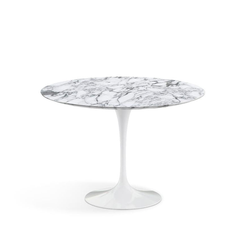 Saarinen 42" Round Dining Table Dining Tables Knoll White Arabescato Satin Coated Marble 