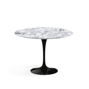 Saarinen 42" Round Dining Table Dining Tables Knoll Black Arabescato Satin Coated Marble 