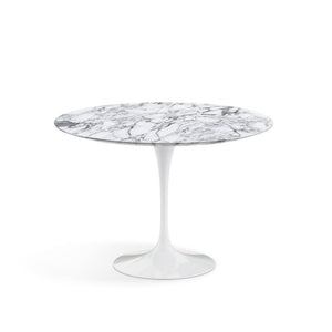 Saarinen 42" Round Dining Table Dining Tables Knoll White Arabescato Satin Coated Marble 