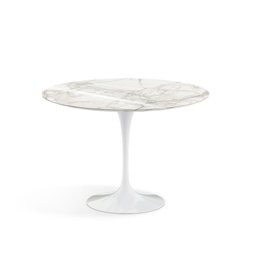 Saarinen 42" Round Dining Table Dining Tables Knoll White Calacatta Coated Marble 