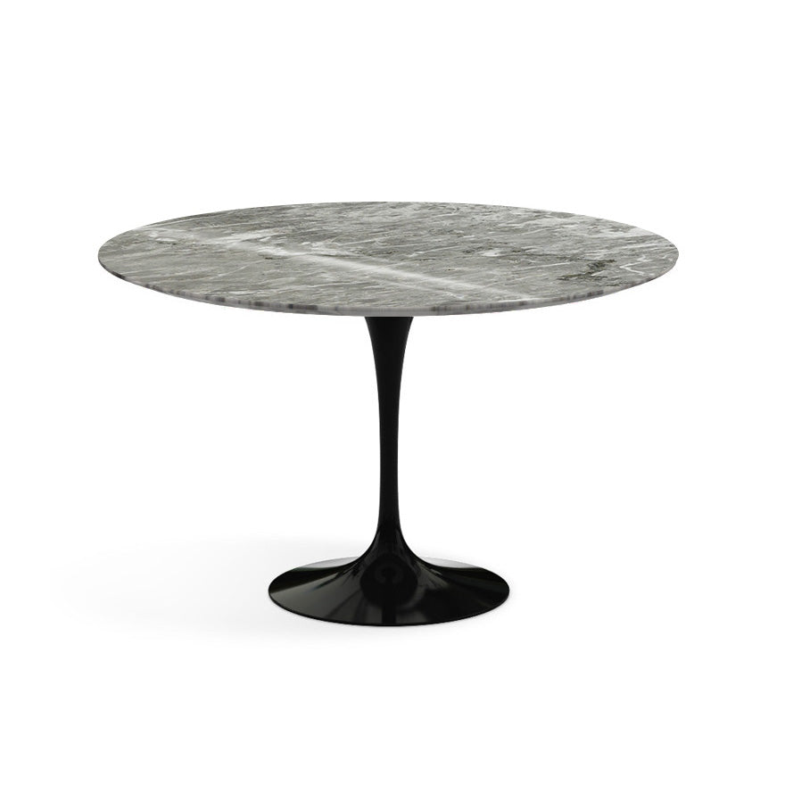 Saarinen 47&quot; Round Dining Table Tables Knoll Grey marble, Shiny finish