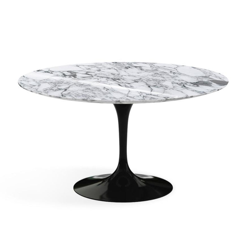 Saarinen 54" Round Dining Table Dining Tables Knoll Black Arabescato marble, Shiny finish 
