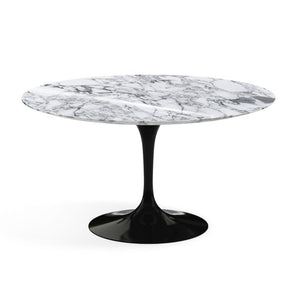 Saarinen 54" Round Dining Table Dining Tables Knoll Black Arabescato marble, Shiny finish 